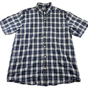 Carhartt Plaid Short Sleeve Button Down Cotton S278NVY Blue Men's Regular XL